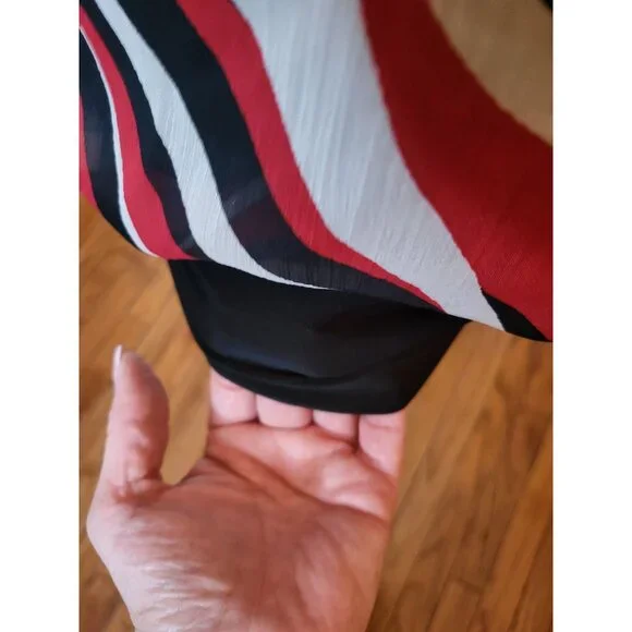 Red/Black Stripe Chiffon Blouson Blouse Cato 18/20 Boho Festive Brunch Church 00 - Picture 5 of 10